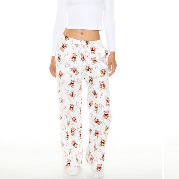 Forever 21 Teddy Bear Wide-Leg Pajama Pants - Picture 1 of 6